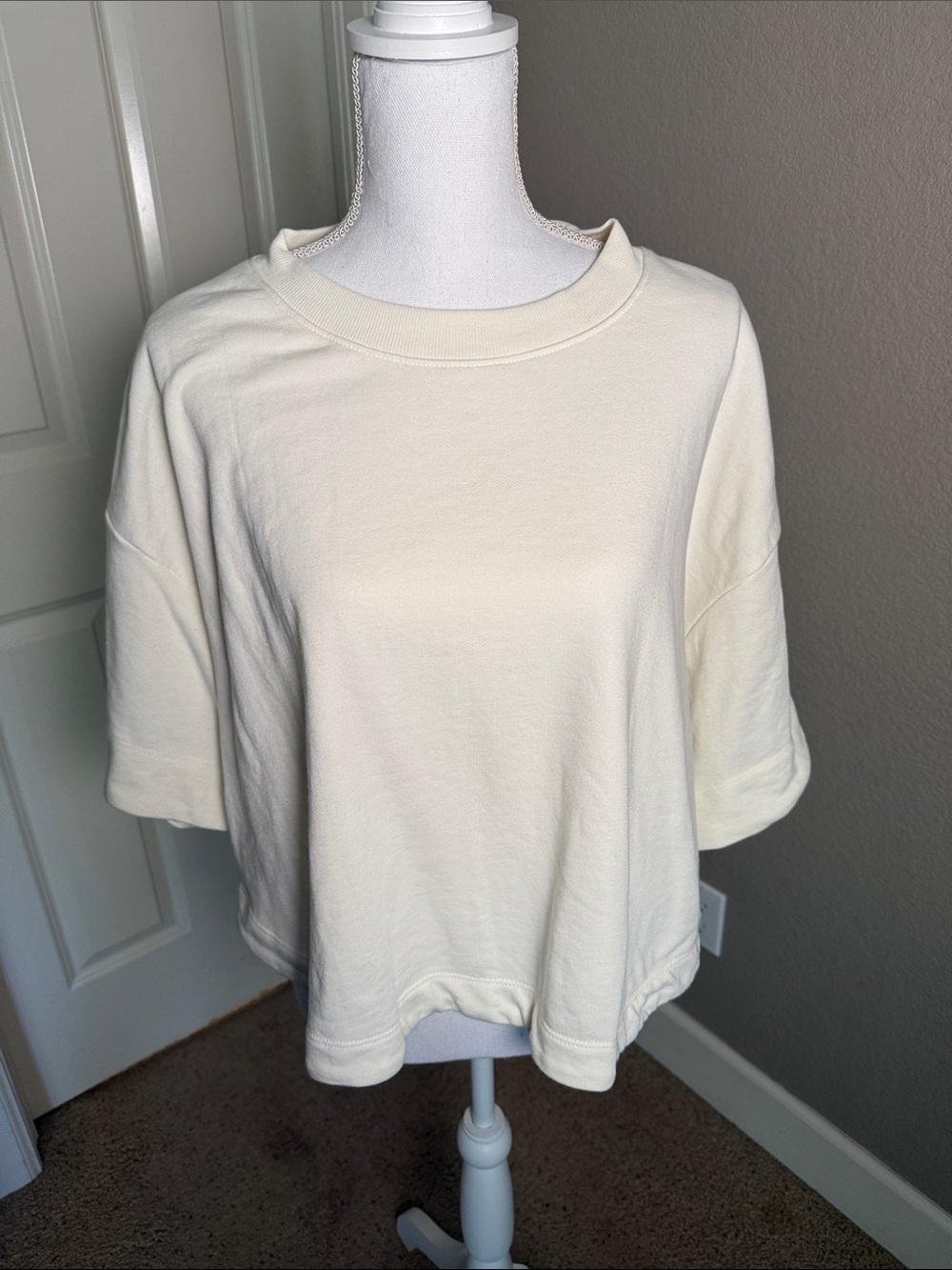 Cream Boxy Short-Sleeve Tee - Relaxed Everyday Top
